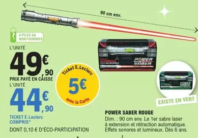 E.Leclerc - Power Saber Rouge offre à 44,9€ sur E.Leclerc