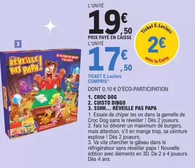 E.Leclerc - CRU DOG 2, CUISTO DDINGO 3.SHM. offre à 19,5€ sur E.Leclerc