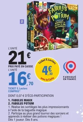 E.Leclerc - Fabulus Magic offre à 16,7€ sur E.Leclerc