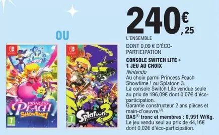 Nintendo - Console Switch Lite + 1 Jeu Au Choix offre à 240,25€ sur E.Leclerc