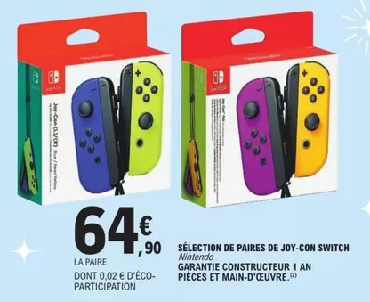 Nintendo - Sélection De Paires De Joy-con Switch offre à 64,9€ sur E.Leclerc