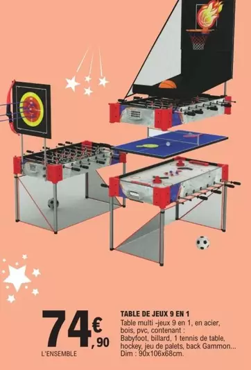 Dim - Table De Jeux 9 En 1 offre à 74,9€ sur E.Leclerc