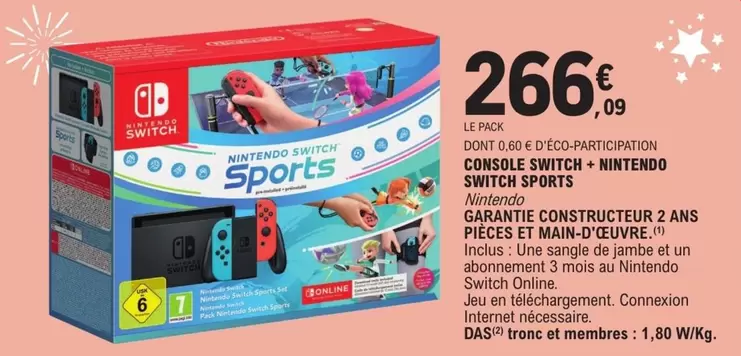 Nintendo - Console Switch + Inventodo Switch Sports offre à 266,09€ sur E.Leclerc