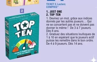 E.Leclerc - Just One 2 Top Ten offre sur E.Leclerc