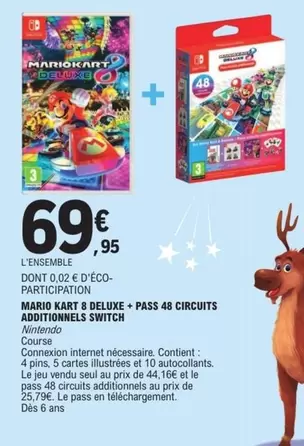 Deluxe - Mario Kart 8 Deluxe + Pass 48 Circuits Additiontels Switch offre à 69,95€ sur E.Leclerc