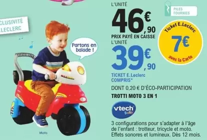 Vtech - Trotti Moto 3 En 1 offre à 46,9€ sur E.Leclerc