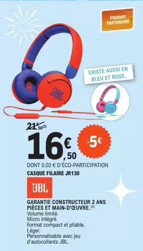 JBL - Casaque Filaire Jr30 offre à 16,5€ sur E.Leclerc