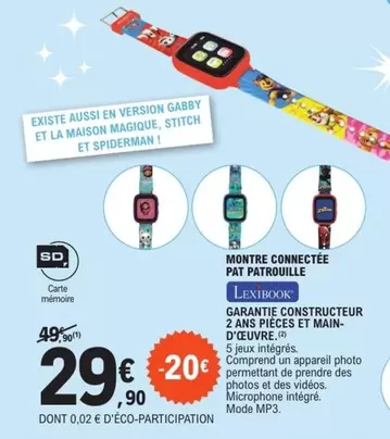 Spiderman - Montre Connectée Pat Patrouille offre à 29,9€ sur E.Leclerc