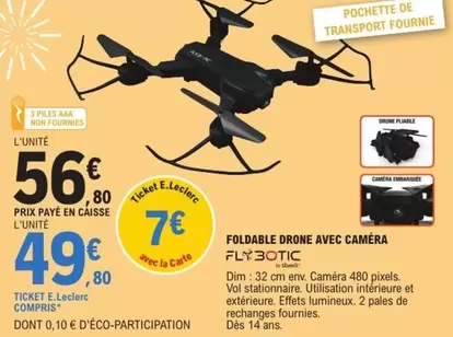 E.Leclerc - Foldable Drone Avec Camera Flyx30tic offre à 56,8€ sur E.Leclerc