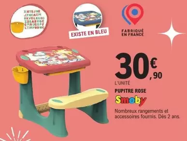 Smoby - Pupitre Rose offre à 30,9€ sur E.Leclerc