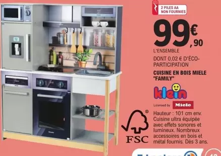 Miele - Cuisine En Bois  "family offre à 99,9€ sur E.Leclerc