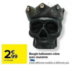 Bougie Halloween Crâne Avec Couronne