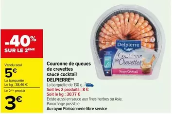 Delpierre - Couronne de Queues de Crevettes Sauce Cocktail : Délicieuse spécialité de fruits de mer en promotion