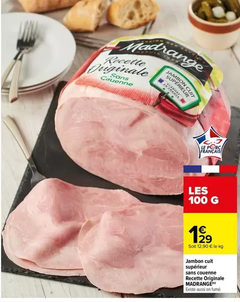 Madrange - Jambon Cuit Supérieur Sans Couenne Oignonne : Une délicieuse qualité supérieure sans couenne!