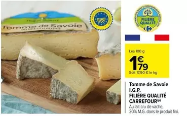 Carrefour - Tomme De Savoie I.G.P. Filière Qualité : Fromage savoureux avec une garantie d'origine et de qualité