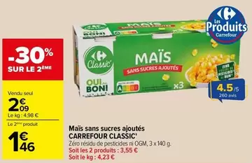 Carrefour - Classic Mais Sans Sucres Ajoutés