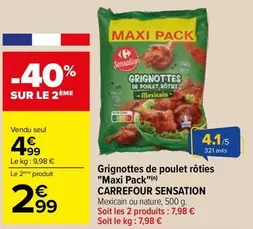 Carrefour - Grignottes de Poulet Rôties 'Maxi Pack' Sensation en promotion : un délice croustillant à savourer !