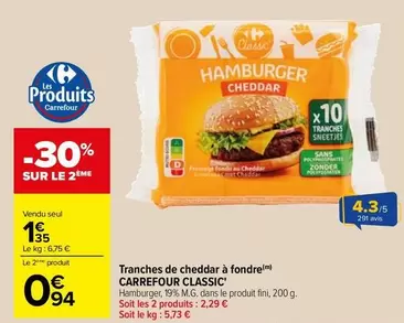 Carrefour - Tranches De Cheddar À Fondre Classic'