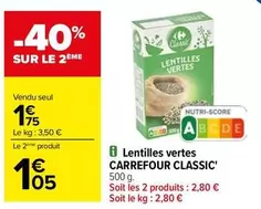 carrefour - lentilles vertes