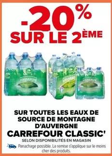 carrefour - eau de source de montagne d'auvergne classic en promotion