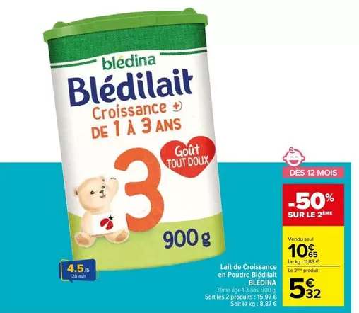 Blédina - Lait De Croissance En Poudre Bisteia