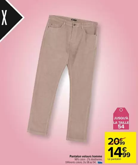 pantalon velours homme