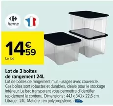 lot de 3 boîtes de rangement 24l