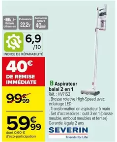 severin - Aspirateur Balai 2 En 1