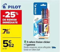 pilot - 3 Rollers Frixion Clicker + 1 Gomme