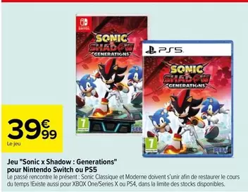 Nintendo - Sonic X Shadow: Generations pour Switch ou PS5 - Découvrez le jeu au cœur de l'action!