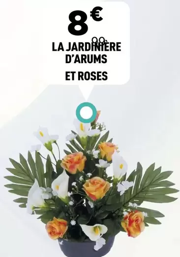 la jardinière d'arums et roses