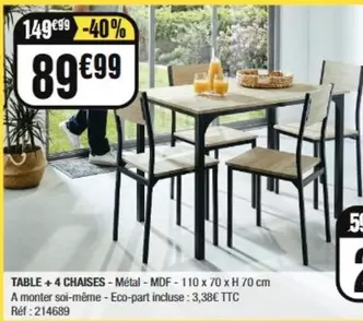 Table + 4 Chaises