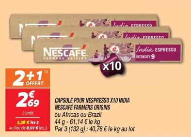 Nespresso - Capsule Pour  X10 India Nescafe