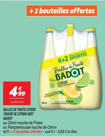 Badoit - Bulles De Fruits Citron avec Touche de Citron Vert : Une Évasion Fruitées et Rafraîchissante