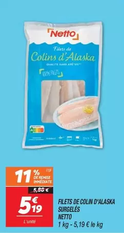 Netto - Filets De Colin D'alaska Surgeles