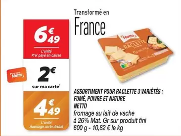 Fini - Assortiment Raclette 3 Variétés : Fumé, Poivre et Nature