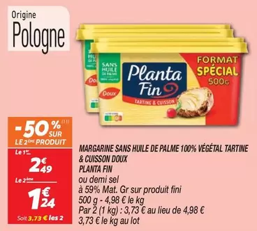 Planta fin - Margarine 100% Végétal sans huile de palme, idéale pour tartine et cuisson, douce et savoureuse