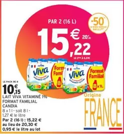 Candia - Lait Viva Vitamine 1% offre à 15,22€ sur Intermarché Express