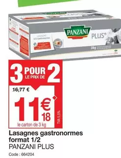 Panzani -  Plus - Lasagnes Gastronormes Format 1/2 offre à 11,18€ sur Promocash