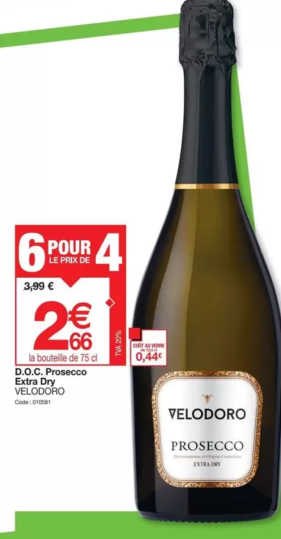 Velodoro - Prosecco Extra offre à 2,66€ sur Promocash