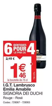 Signoria Dei Duchi - Lambrusco Emilia Amabile offre à 1,46€ sur Promocash