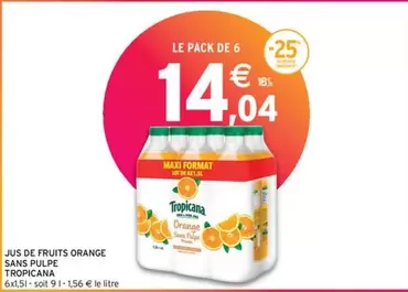 Tropicana - Jus De Fruits Orange Sans Pulpe