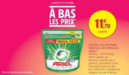 Ariel - Lessive All-ini Pods Original, 5 Capsules