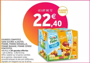 Pom'potes : Gourdes Compotes Sans Sucres Ajoutés - Pomme, Pomme Mirabelle, Pomme Banane, Pomme Cerise