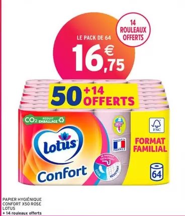 Lotus confort - Papier Hygienique Confort X50 Rose