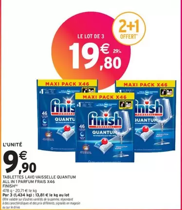 Finish Quantum All In 1 - Tablettes Lave-vaisselle Parfum Frais, Promotion sur la performance et la fraîcheur