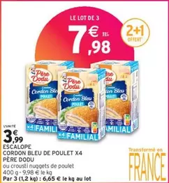 Père Dodu - Escalope Cordon Bleu De Poulet X4