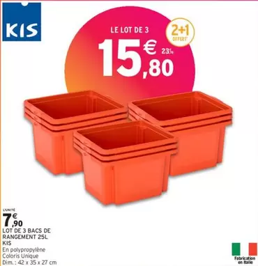 Dim - Lot De 3 Bacs De Rangement 25l