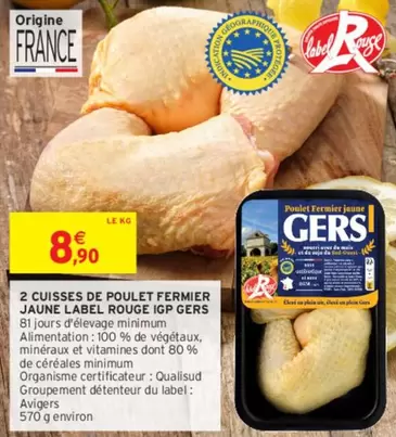 Label Rouge - Cuisses de Poulet Fermier Jaune IGp : Qualité supérieure, goût authentique, promo exceptionnelle !