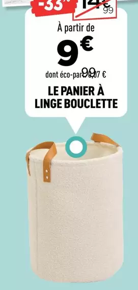 Le Panier A Linge Bouclette offre à 9€ sur Centrakor